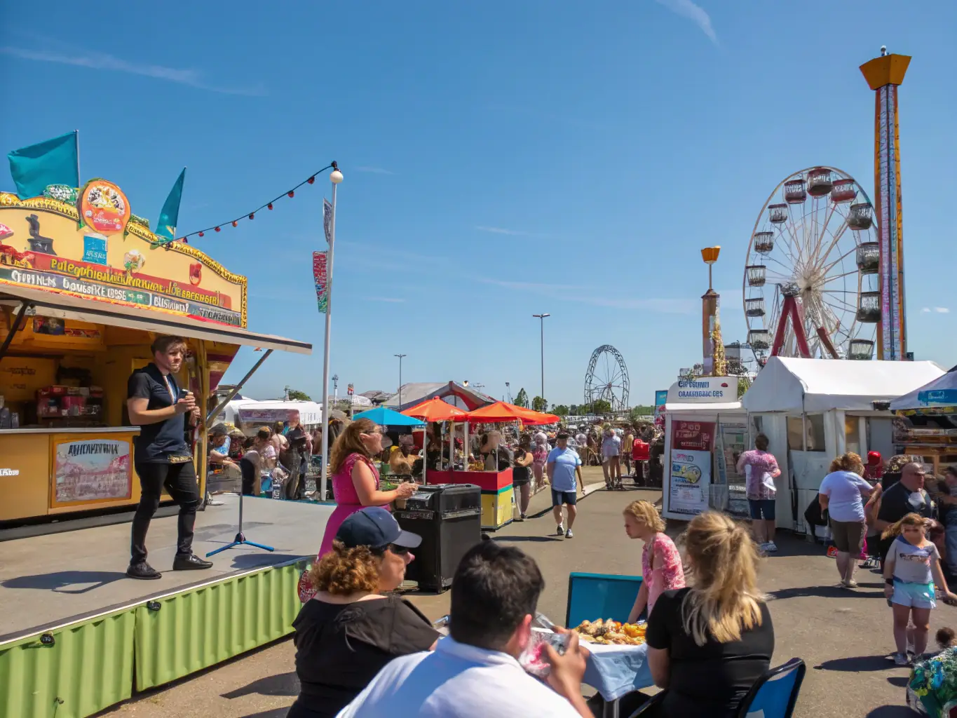 A dynamic image of a community festival organized by ARDC, featuring live music, food stalls, and various cultural activities, emphasizing the organization's role in fostering community spirit and celebrating local traditions.