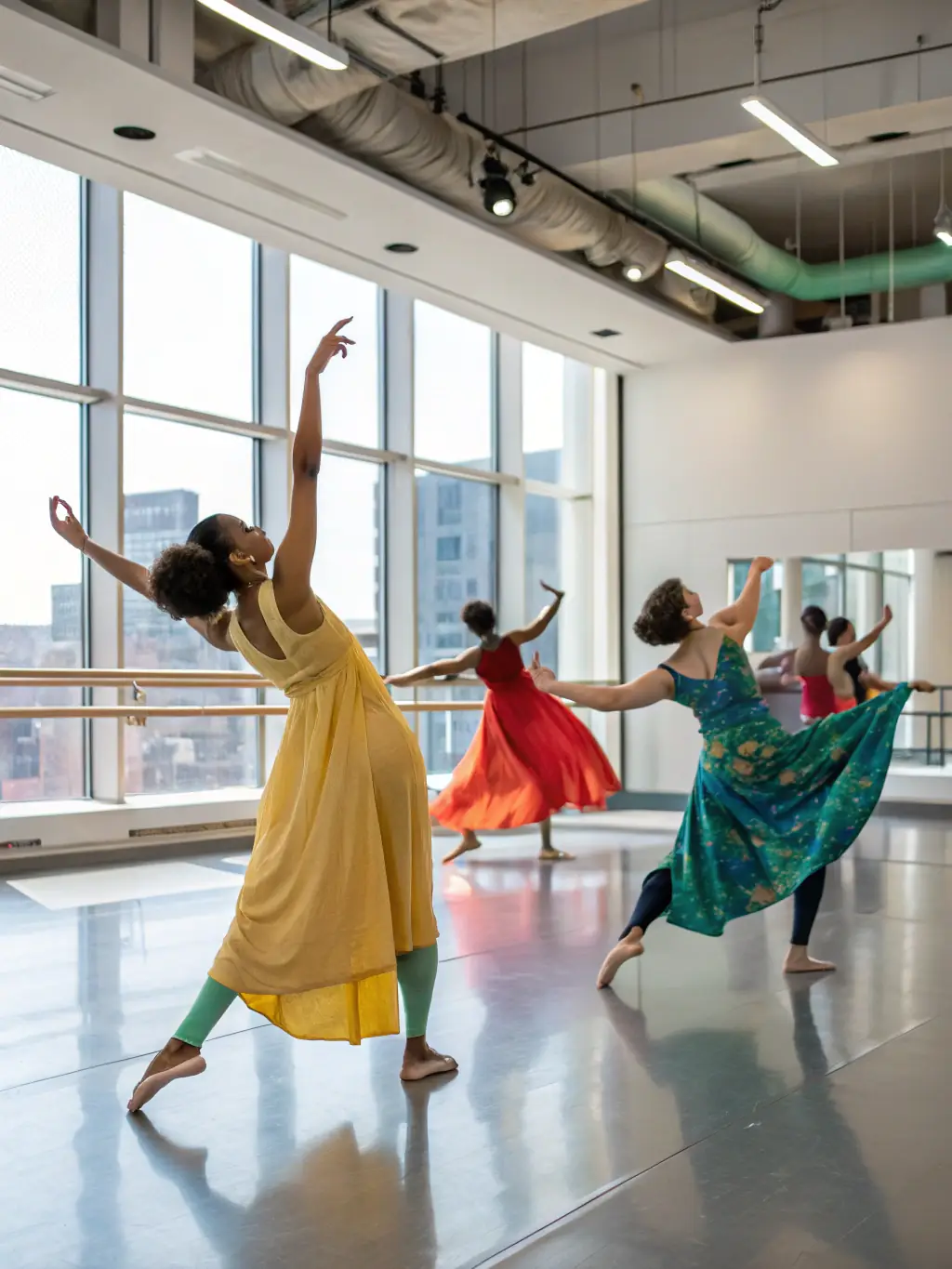 A dynamic image of a contemporary dance performance held at La Maline, featuring dancers in motion and a captivated audience, illustrating ARDC's support for artistic creation.